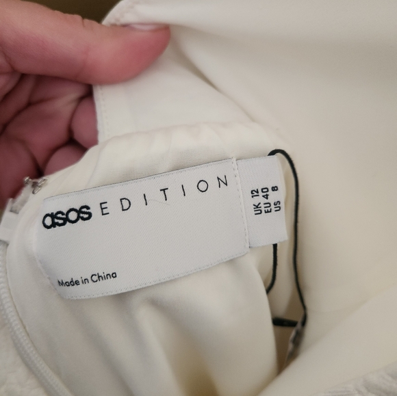 ASOS EDITION textured floral midi dress in white - Picture 4 of 8